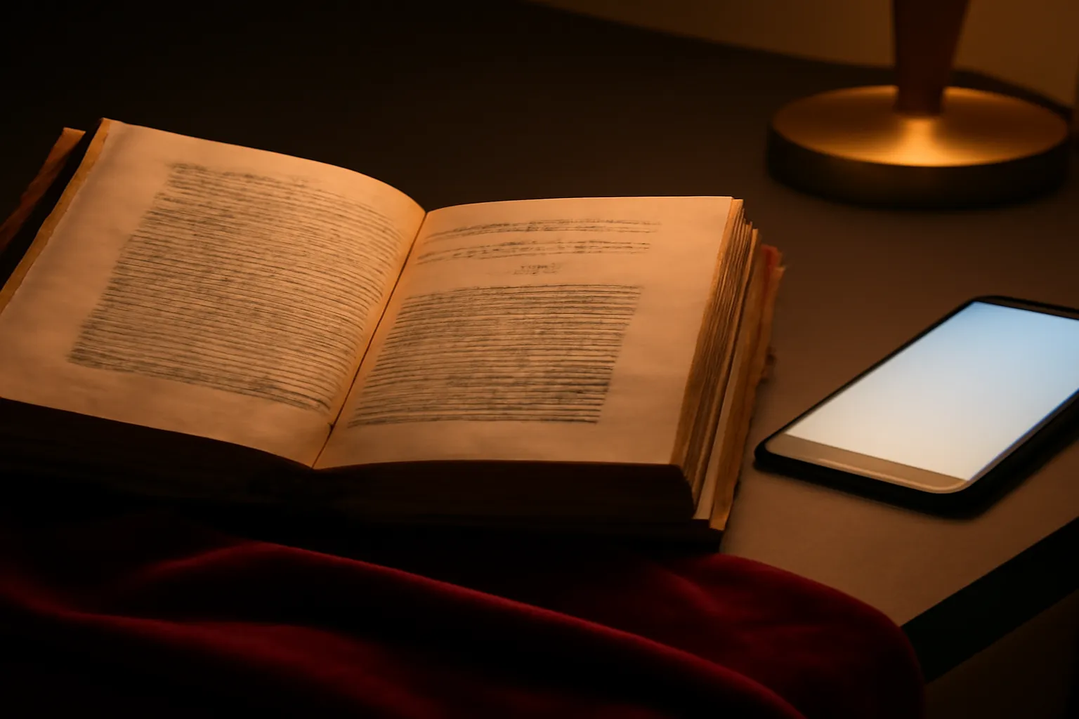 Livre ancien relié en cuir posé sur une table avec une bougie, édition des Liaisons Dangereuses